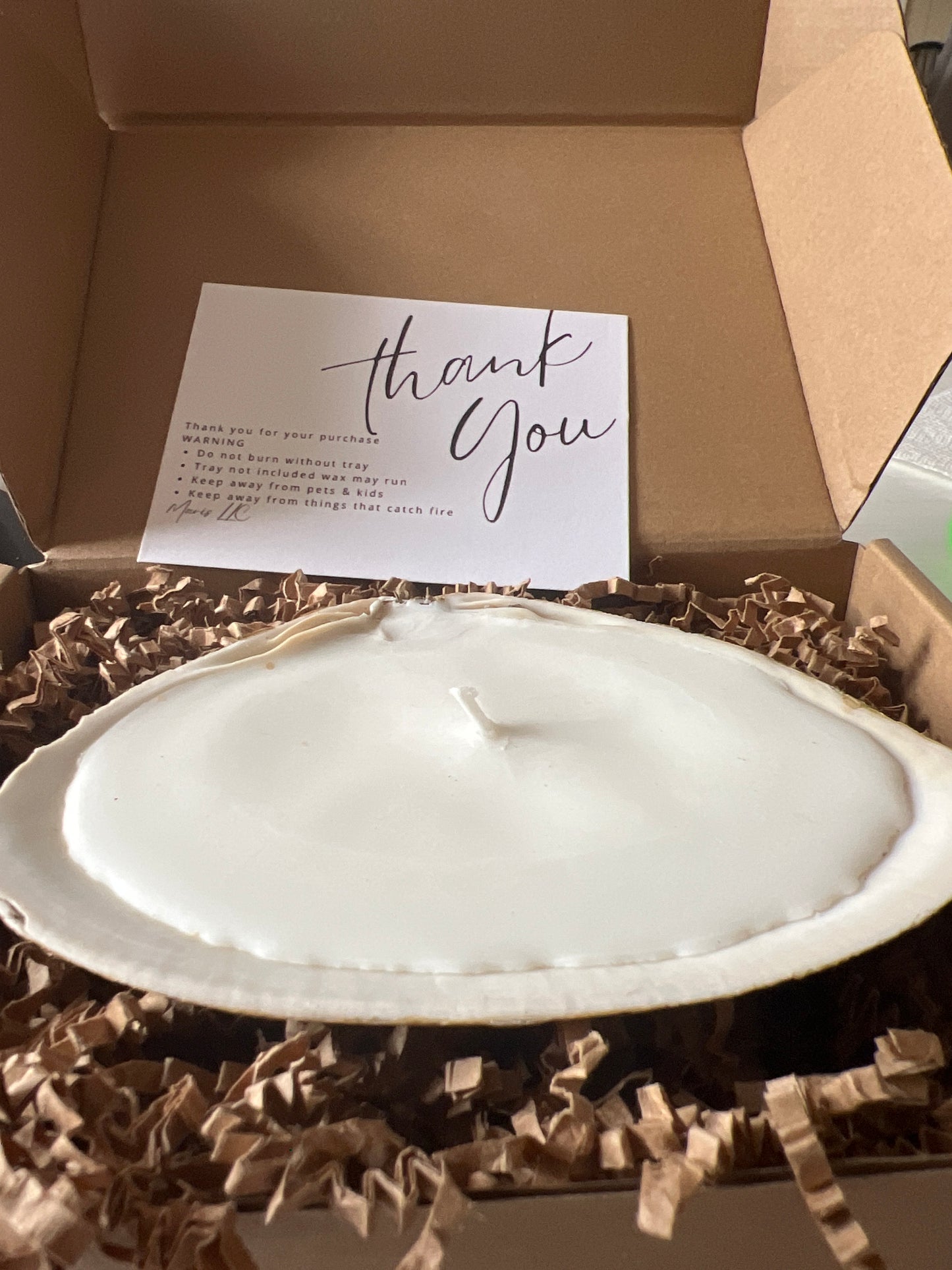Natural white shell candle